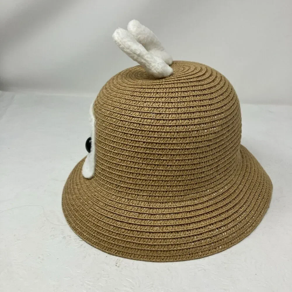 A. Kurtz Embellished Bunny Sun Hat YOUTH BOYS GIRLS Ears Face Faux Straw
